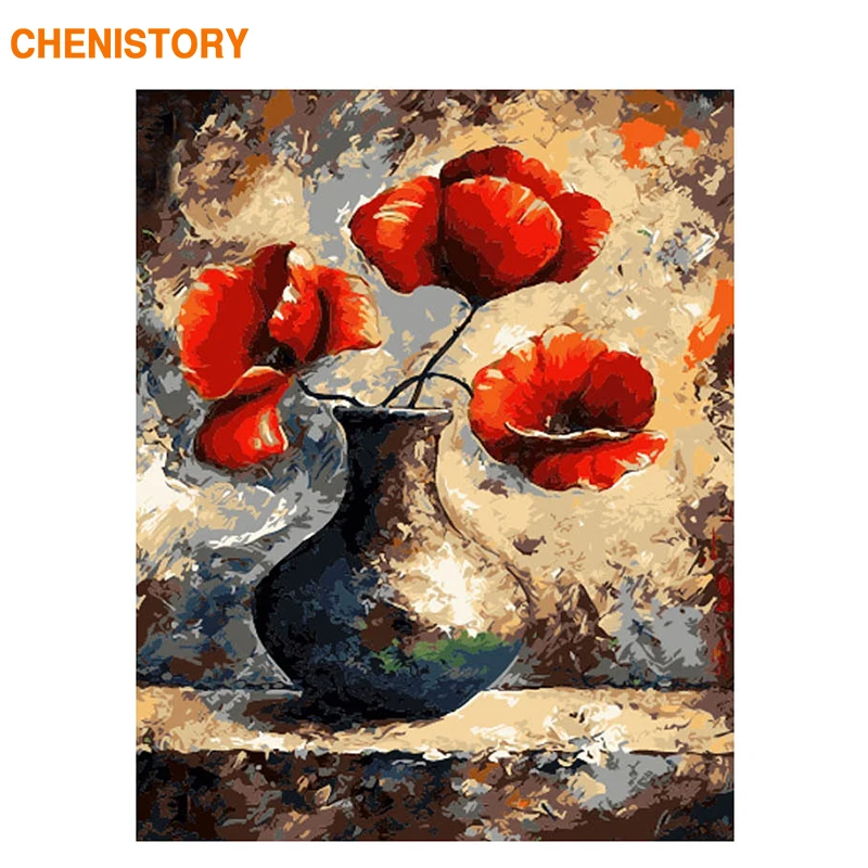 CHENISTORY Frameless Picture Vintage Flower DIY Painting By Numbers Kit Modern Wall Art Unique Gift For Home Decor 40x50 | Дом и сад