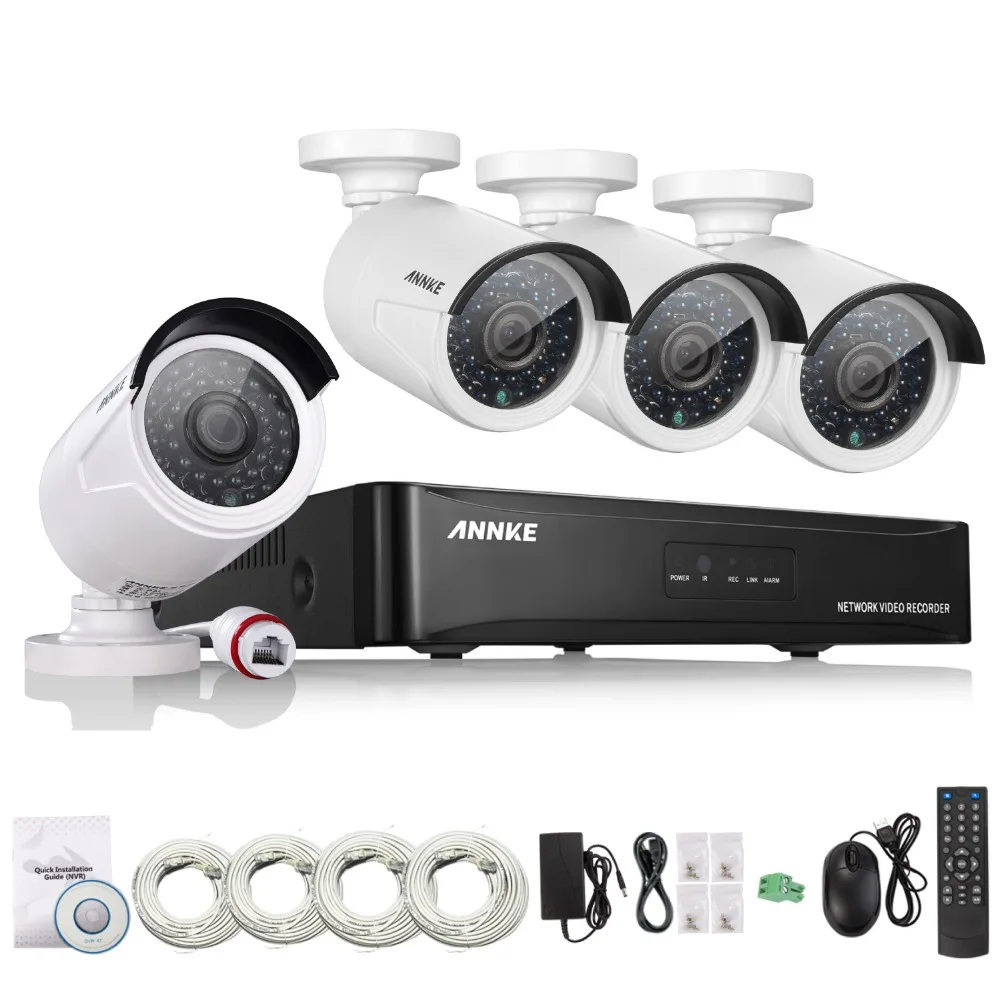 ANNKE 4CH 1080 P CCTV системы POE NVR видео выход 4 шт. 3000TVL 2.0mp IP камера дома безопасности