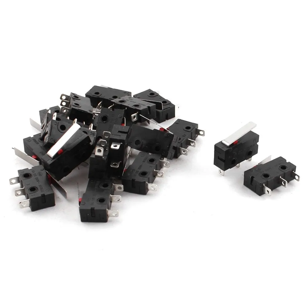 20 шт. AC 125 в 250 В 5A SPDT 3-контактный мгновенный пластиковый микро концевой