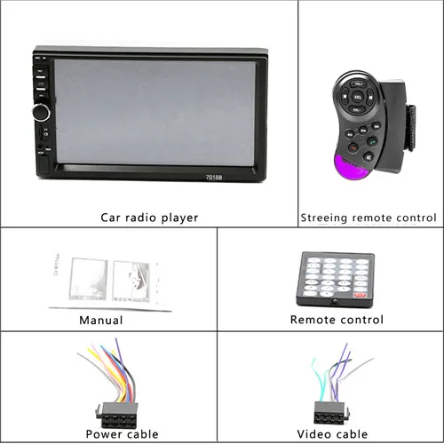 Автомагнитола 2 Din Mp5 плеер Bluetooth Handsfree сенсорный экран авто радио обратное изображение поддержка камеры заднего вида Mirrorlink 7018B - Цвет: Only car radio