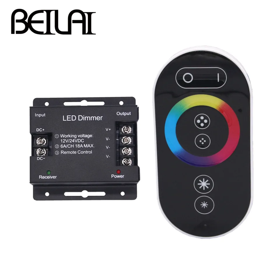 DC 12 24 V RGB светодиодный контроллер 6A/CH 3 канала RF 6 клавиш Черный сенсорный для SMD 5050