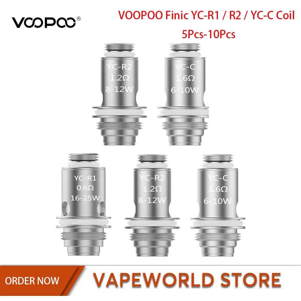 5 шт. 10 оригинальный VOOPOO Finic YC R1 R2 C CCoil 0.6ohm 1.6Ohm 1.2ohm для комплект рыбок аксессуары