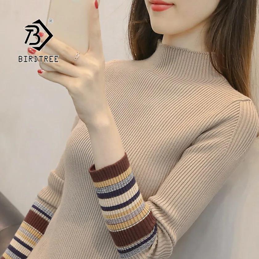 Осень 2019 новинка женские пуловеры свитер водолазка тонкий плотный вязаный