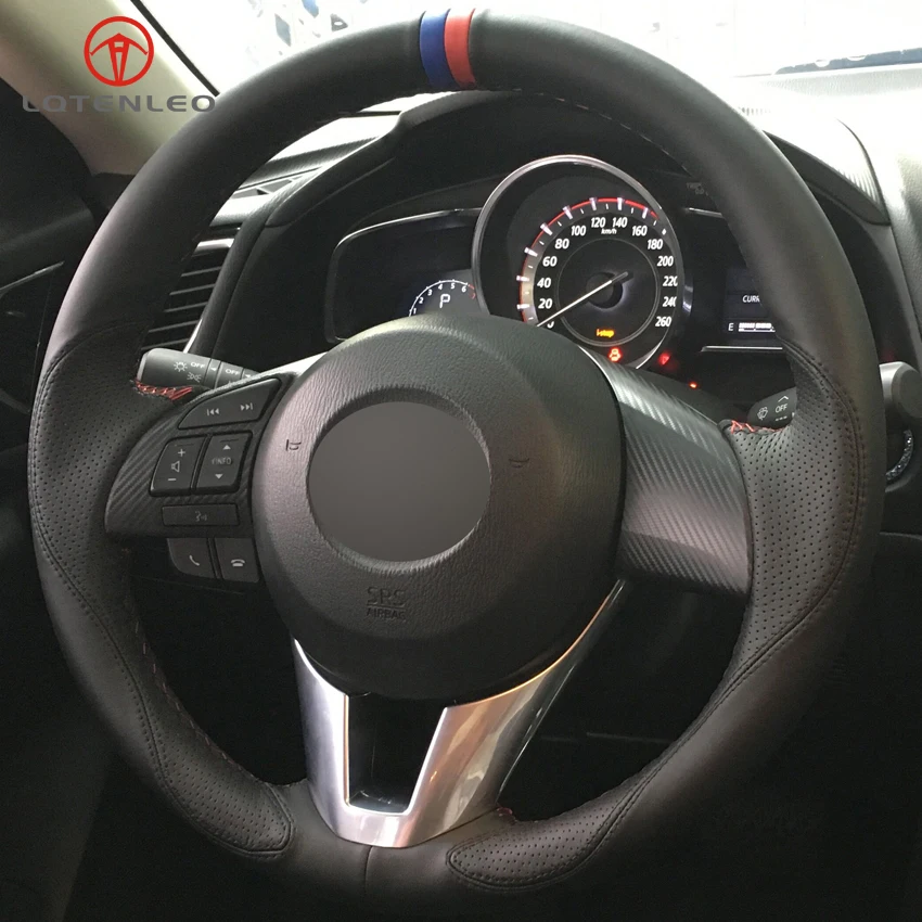 LQTENLEO черный кожаный DIY автомобиля Руль Обложка для Mazda 3 Axela 2013- Mazda 2 Mazda 6 Atenza- CX-5 CX5 CX-3