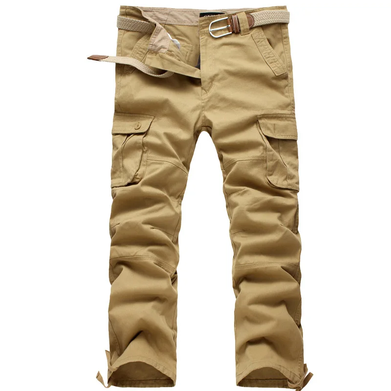 6 Pockets Khaki Высокое качество Мужские брюки карго военные для мужчин комбинезоны тактические армейские брюки повседневные камуфляжные модные J8 - Цвет: 6 Pockets Khaki
