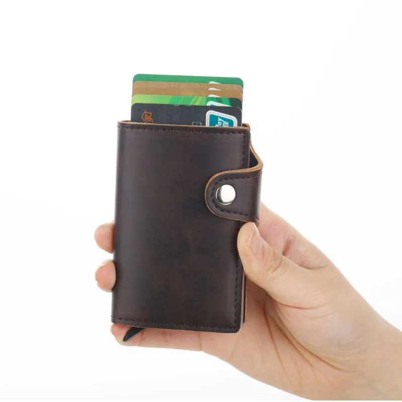 Weduoduo металлический мужской держатель для Карт RFID алюминиевый кредитный держатель для карт с блокировкой RFID из искусственной кожи мини волшебный кошелек