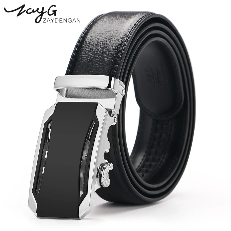 

ZAYG Men Fashion Classic Belt Men Simple Metal Automatic Buckle Belts Men High Quality Black Brown Belt Men Business Casual Belt