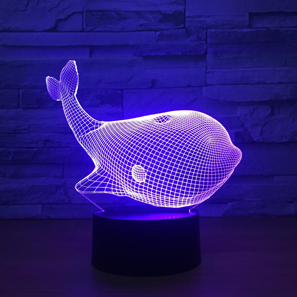 Новинка 2018 7 цветов милый светильник в виде животного лампа с 3D датчиком Кита