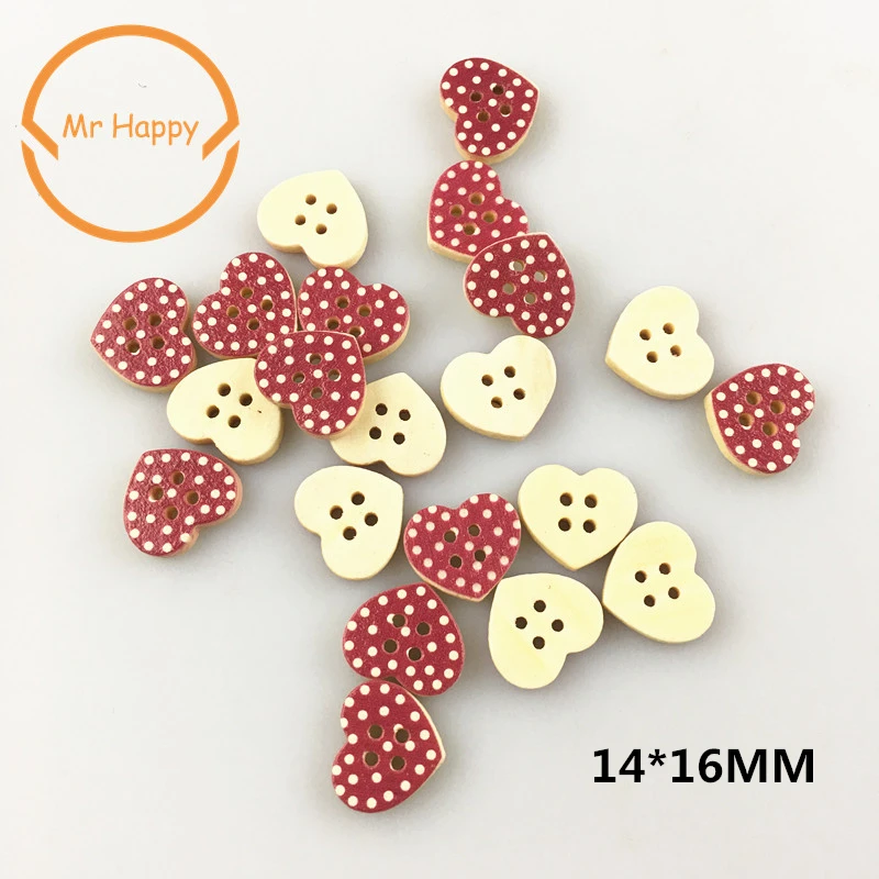 50 шт. деревянные пуговицы в форме сердца для детской одежды 14 х16 мм | Дом и сад