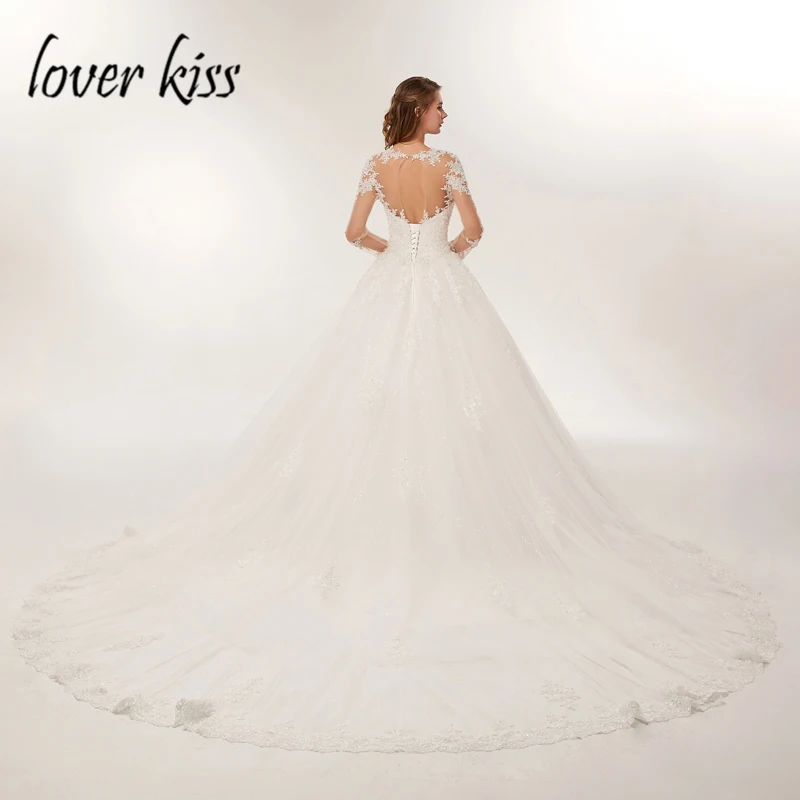 Lover Kiss свадебное платье с кружевами роскошное прозрачное Тюлевое свадебное платье с длинным рукавом расшитое бисером свадебное платье vestido de noiva