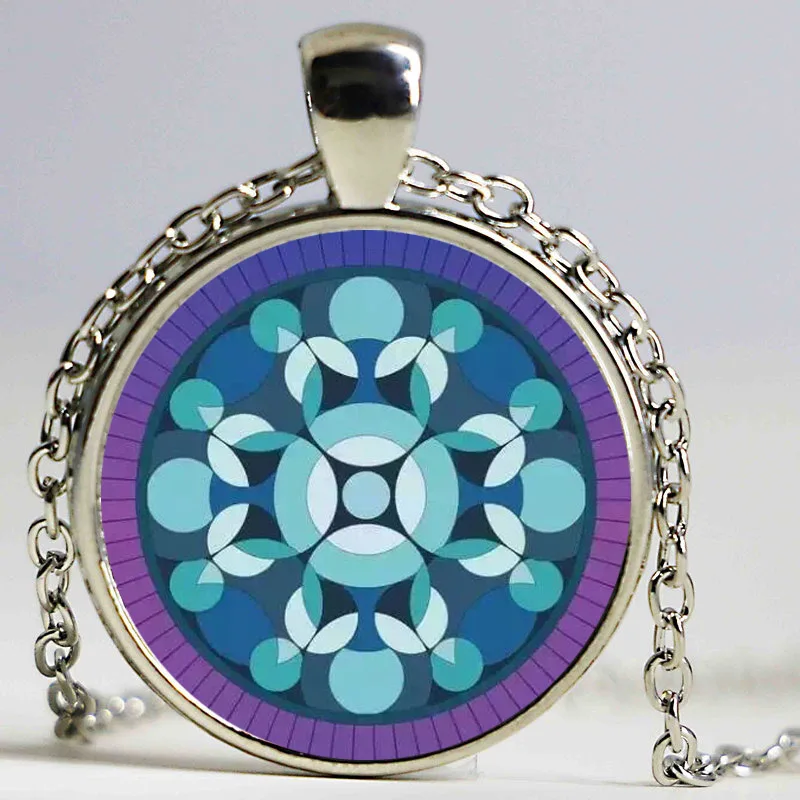 Кулон в виде мандалы Серебряный кулон ожерелье красочный цветной цветок модное