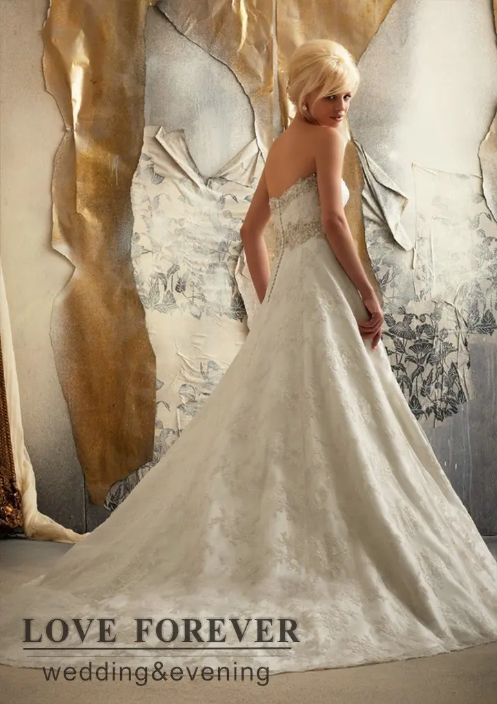 Ball Gown Ivory 2015 Collection Long Train Victorian Lace Wedding Gowns | Свадьбы и торжества