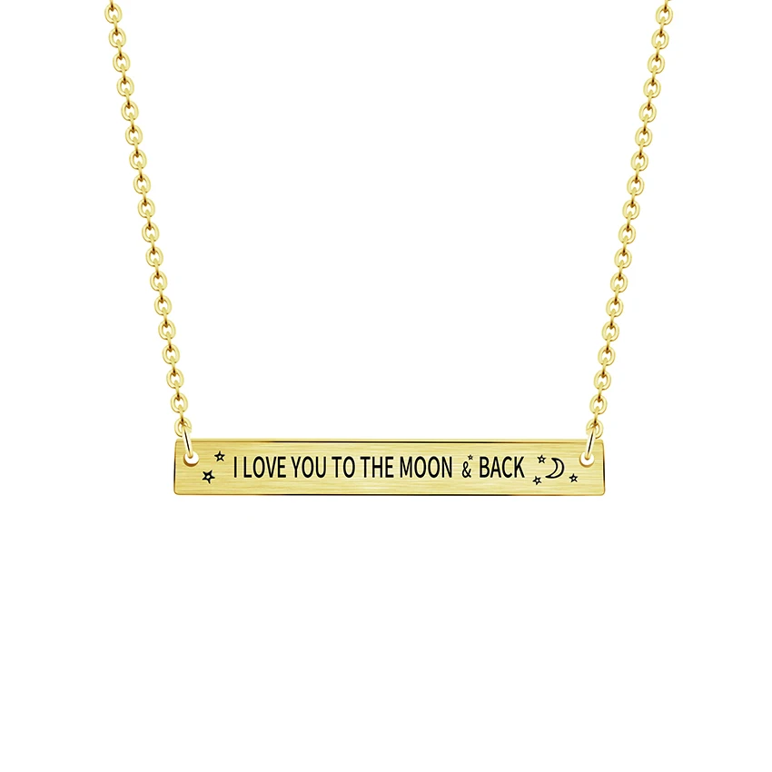 Изящное выгравированное вдохновляющее Ожерелье I LOVE YOU TO THE MOON AND BACK из нержавеющей