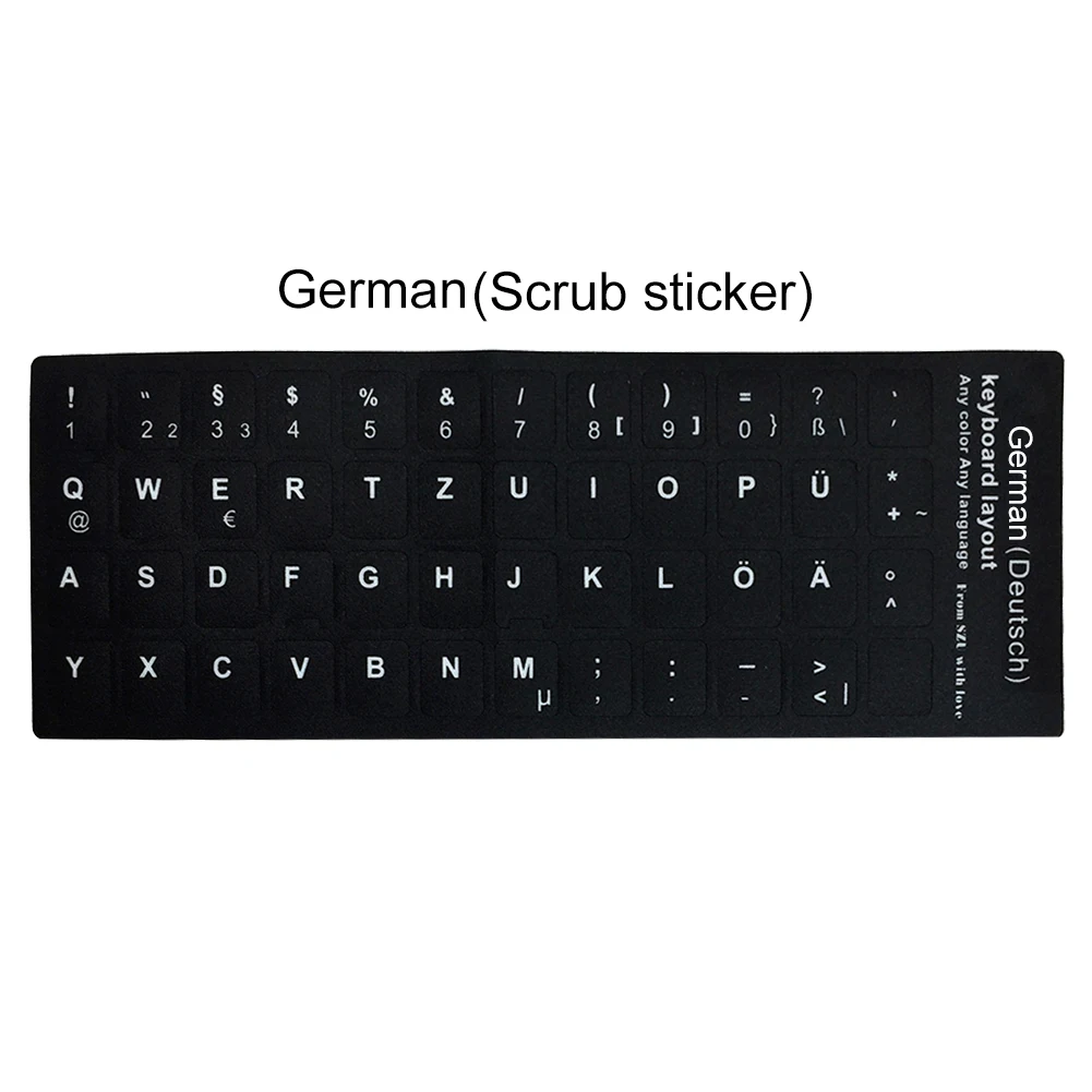 German 1 шт. русская клавиатура испанский, английский, французский, японский, корейский буквы ПК ноутбук клавиатура крышка наклейки пленки 한글 키보드 - Цвет: German