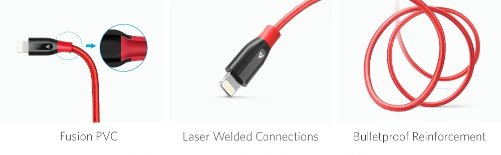 Anker+ кабель Lightning, прочный и быстрый зарядный кабель, двойной USB кабель с нейлоновой оплеткой, для iPad, iPhone Xs/XS Max/XR/iPhone X/8/8 Plus и т. д