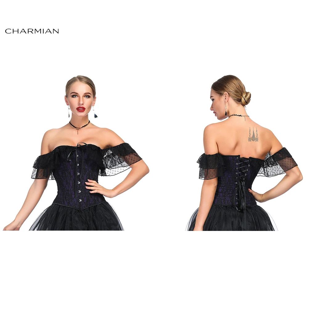 Женский сексуальный Викторианский готический атласный корсет Charmian с открытыми