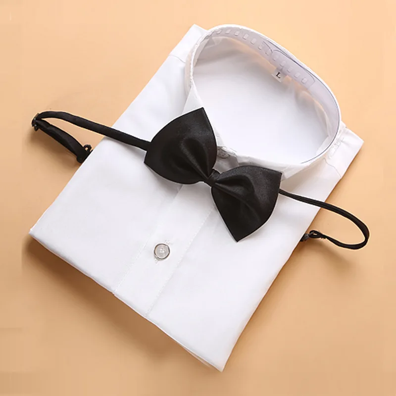 2019 Summer New Baby Shirt Children Casual Student Short Sleeve Shirt/White Long Bow Lapel Buttons |