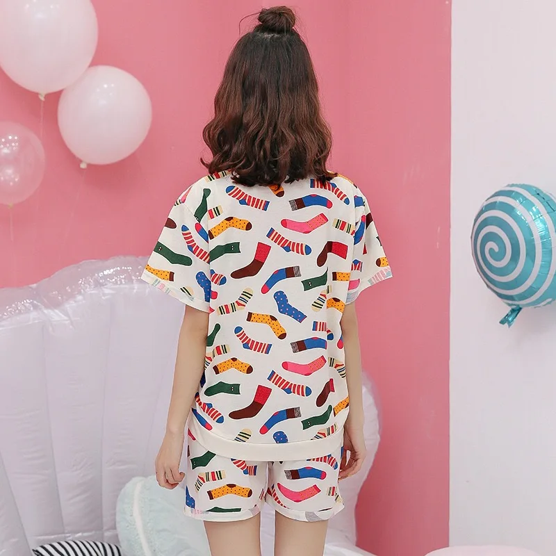 Новинка 2019 летний комплект из 2 предметов женские пижамы с коротким рукавом