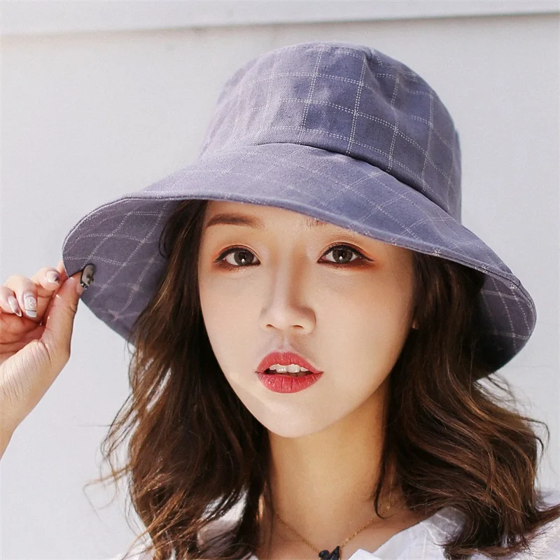 Ditpossible с милым бантом Панама мода плед женская летняя обувь без каблука шапка|plaid