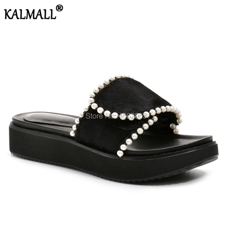Искусственный конский волос KALMALL черный леопард плоская подошва искусственная