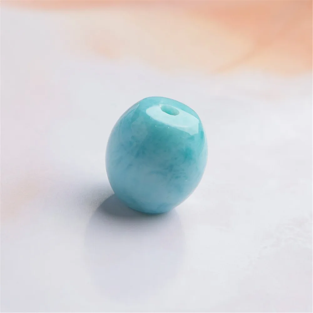 Natural Blue Larimar Gems Crystal Barrel Shape Round Beads Charm Pendant Necklace For Women Female | Украшения и аксессуары