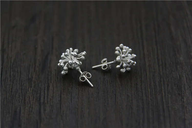 S925 sterling silver dandelion fashion personality earrings plain simple female Thai handmade | Украшения и аксессуары