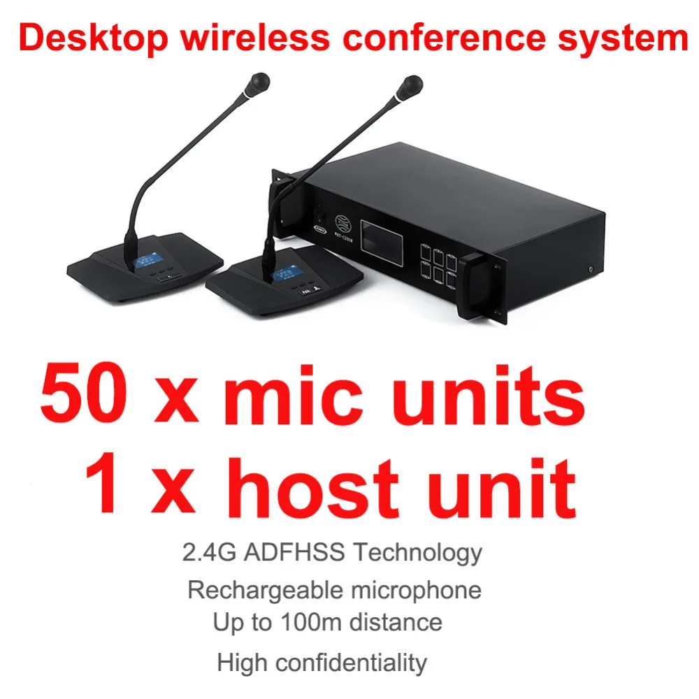 Professional 2 4G Digital wireless Desktop микрофонная система для конференции состоит из 1 хоста 50