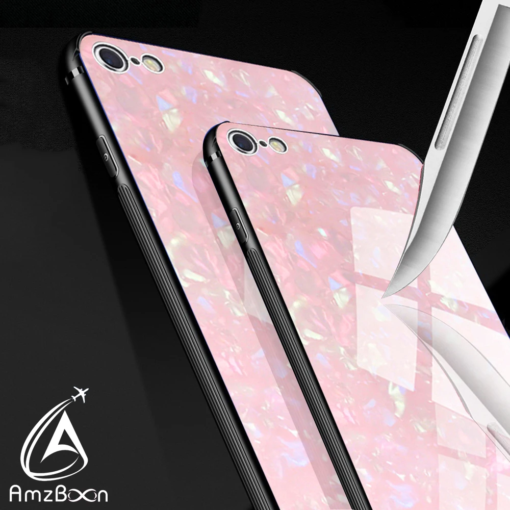 Amzboon Super Hand Feeling TPU Back Glass Protector Silicone Cover Shell For iPhone 6/6s Plus Phone Conque Shock-proof bag Case |