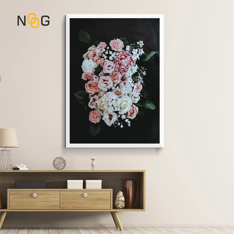 

NOOG Nordic Decoration Pink Flower Wall Art Plant Canvas Posters and Prints Painting Wall Pictures for Living Room wall Decor