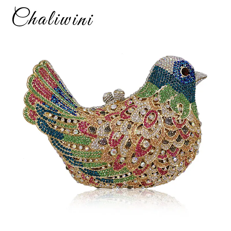 Colourful Bird Women Evening Luxury Bags Crystal Clutches Laides Evening Bag Female Party Hard Case Bags Wedding Clutch Purses