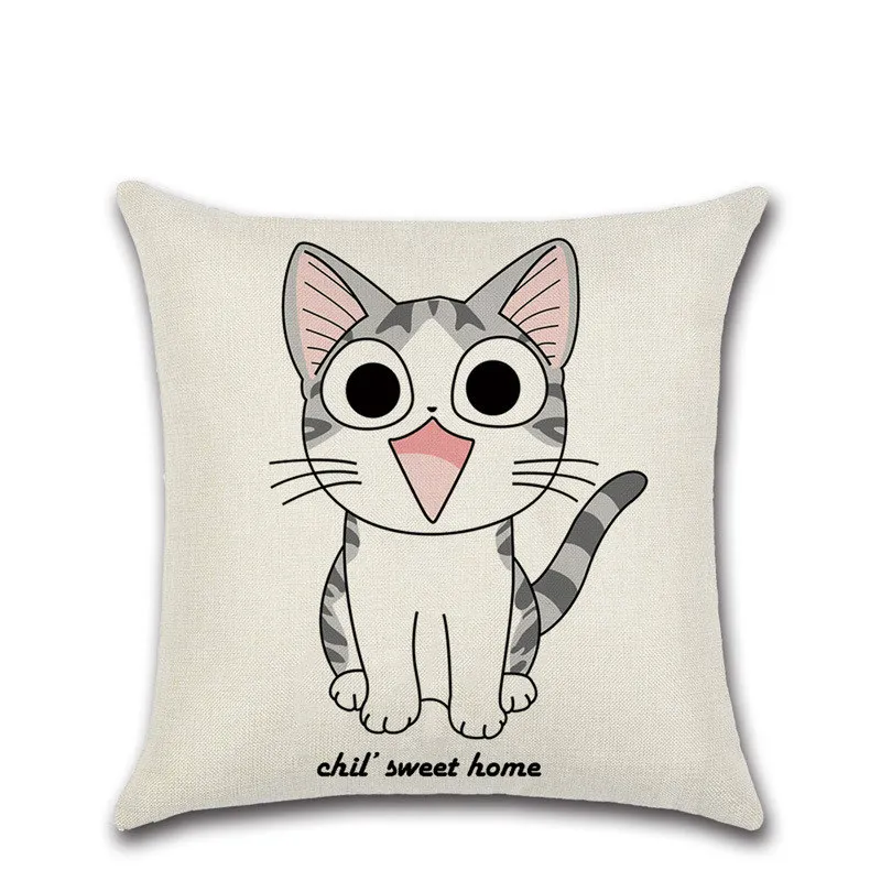 Cartoon black white cute lovely cat printed Cushion Cover Decoration Home house sofa shop seat Pillow case friend children gift | Дом и сад