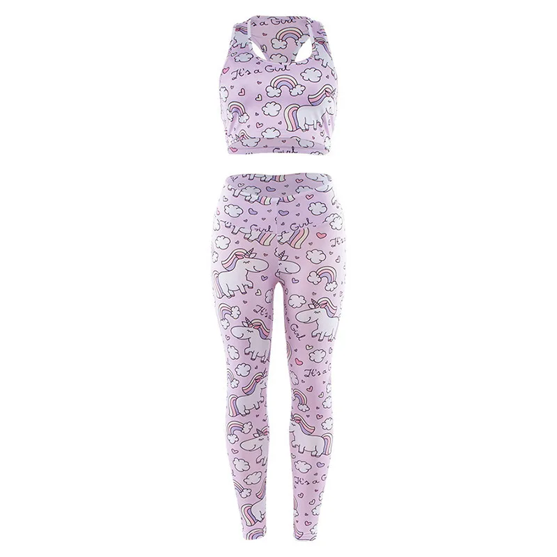 Женский набор для занятий фитнесом и йогой с принтом из мультфильма высокая