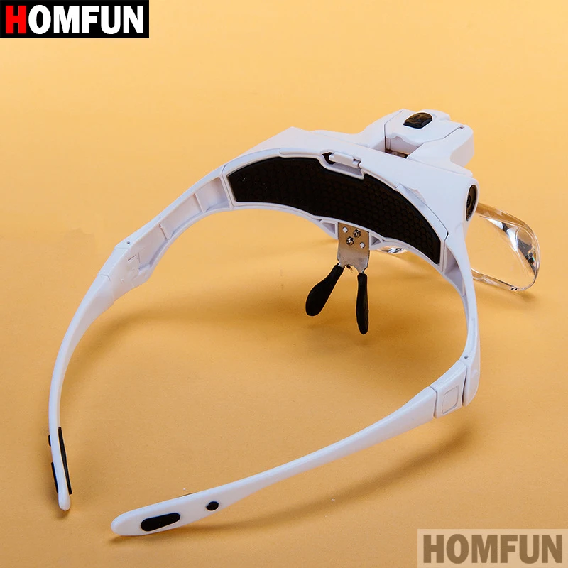 HOMFUN Алмазная вышивка 1.0X 1.5X 2.0X 2.5X 3.5X Регулируемая 5 линза Лупа светодиодный светильник головная повязка Лупа Стекло с лампой