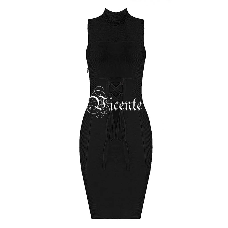 Vicente HOT 2019 New Chic Graceful Lace Splicing Sexy Backless Cross Design Wholesale Celebrity Party Mini Bandage Dress | Женская