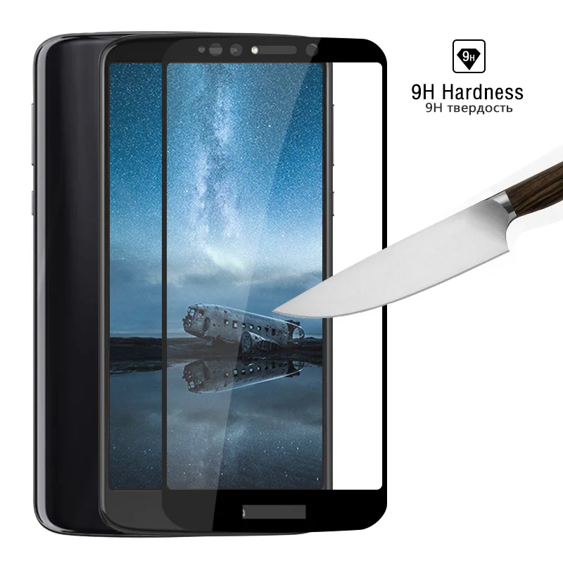 Полное стекло для Motorola E5 закаленное полное покрытие Plus защита экрана Передняя