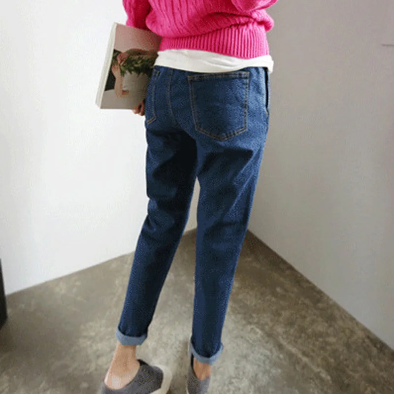 Мода Горячей Продажи Женщина Синие Джинсы Шаровары Брюки Джинсовые брюки Для