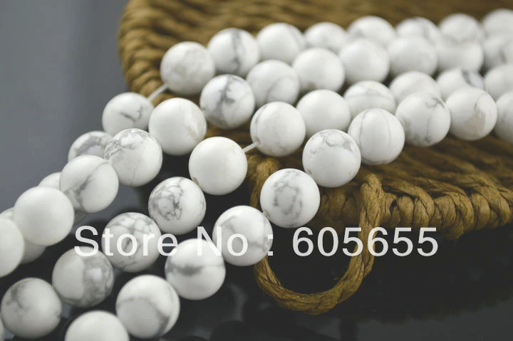 Круглые бусины 6 мм из натурального белого магнезитового камня Howlite | Украшения и