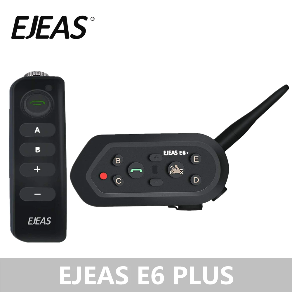 

EJEAS E6 Plus Motorcycle Intercom 1200M Communicator Bluetooth Helmet Interphone Headsets VOX with Remote Control for 6 Riders