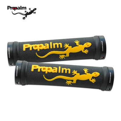 black yellow Propalm Gecko противоударные резиновые велосипедные ручки для шоссейного велосипеда MTB алюминиевый торцевой стержень с двойным фиксированным концом велосипедного руля - Цвет: black yellow