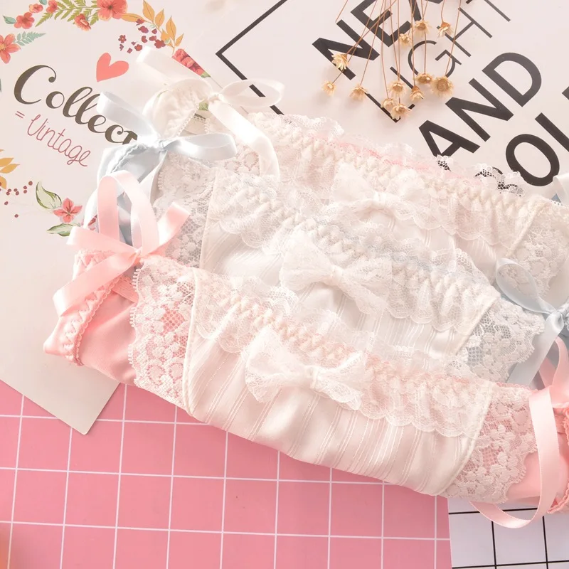 Japanese style sexy underwear bandage bow milk silk thong panty bragas culotte femme perizoma majtki tanga mujer |
