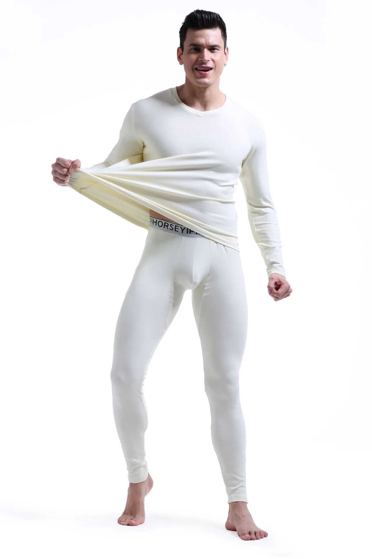 winter Warm Long Johns underwear set thickening heating old age man cold suit men's wind proof bottoming trousers and shirts | Мужская