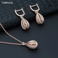 fashion womens jewelry set droplet oval openwork long necklace earrings set fashion hot sale accessories jewelry setmore