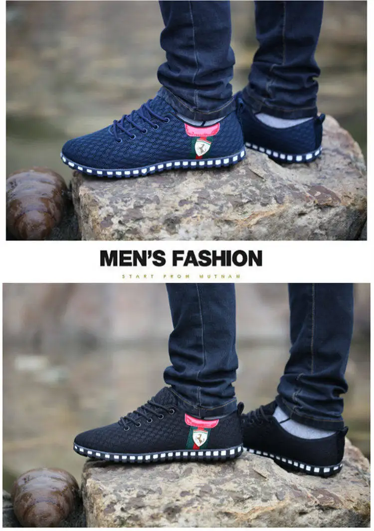 Sycatree Male Leather Casual Shoes for Men Canvas Shoes Outdoor Sneakers Air Mesh Flats Breathable Brand Shoes Plus Size 46
