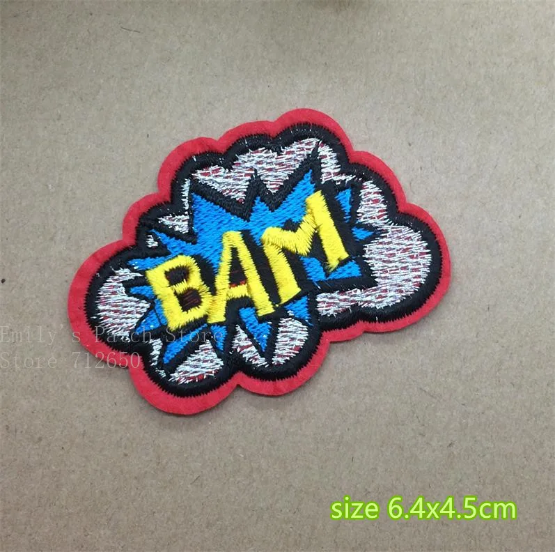 Новое поступление 10 шт. bam pow WOW взрыва вышитые патч железа на аппликация Одежда