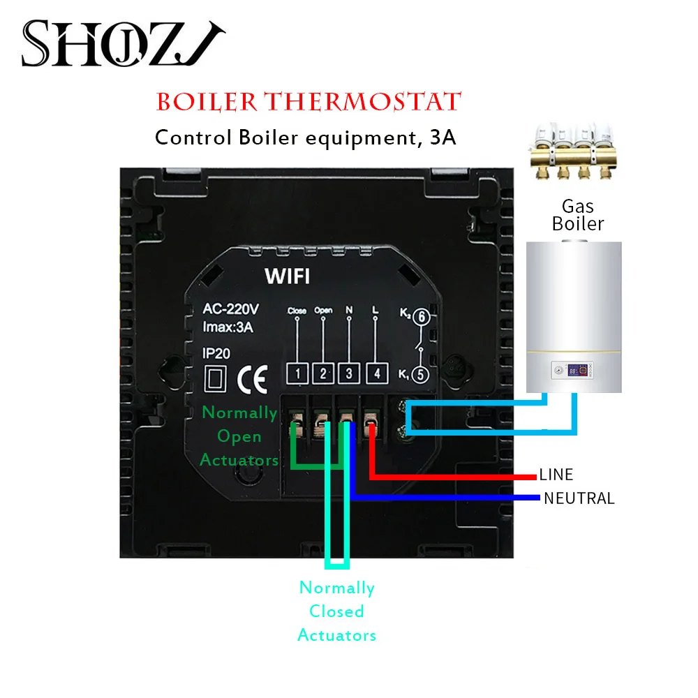 NO WIFI GAS BOILER WiFi сенсорный экран термостат регулятор температуры для электрического/водяного пола с подогревом воды/газовый котел работает Еженедельно Программируемый - Цвет: NO WIFI GAS BOILER