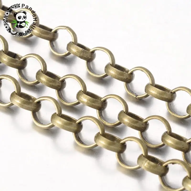 

Iron Rolo Chains, Unwelded, Lead Free and Nickel Free, Round, Antique Bronze, Link: 7mm in diameter, 2mm thick