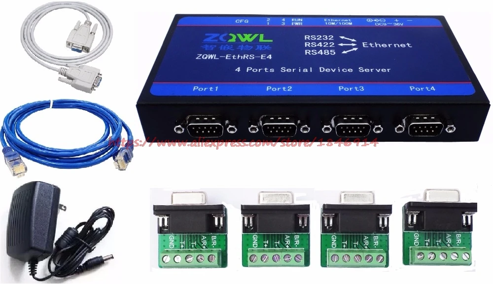 Четыре последовательных сервера/RS232/RS485/RS422 коммутационная сеть/Modbus TCP к RTU|network