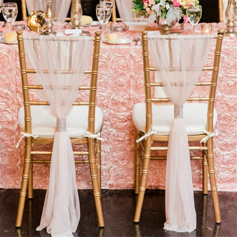 100 шт. Бесплатная доставка белый шифоновый стул Chiavari Sash с бриллиантами для