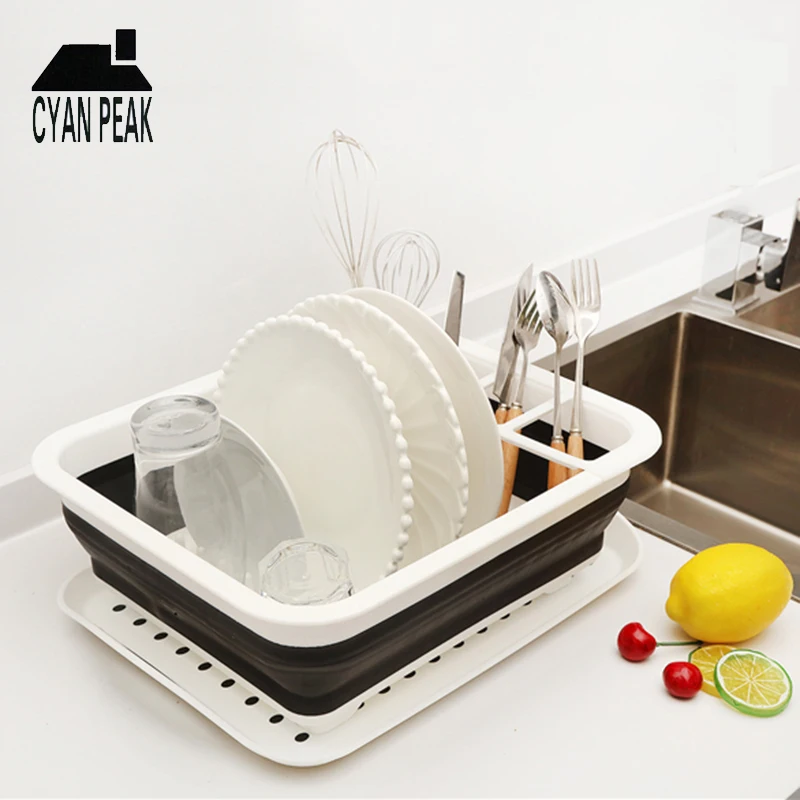

Foldable Dish Rack Kitchen Storage Holder Drainer Bowl Tableware Plate Portable Drying Rack Home Storage Shelf Home Organizer