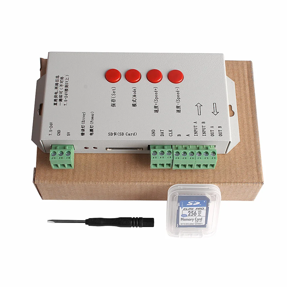 Светодиодный T1000S 128 SD карты Пиксели WS2811 контроллер DC5 ~ 24 V для WS2801 WS2812B LPD6803